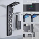 GobekUsa Brushed LED Light Shower Faucet SPA Massage Shower Column Waterfall Panel