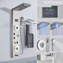 GobekUsa Brushed LED Light Shower Faucet SPA Massage Shower Column Waterfall Panel