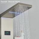 GobekUsa Brushed LED Light Shower Faucet SPA Massage Shower Column Waterfall Panel