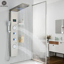 GobekUsa Brushed LED Light Shower Faucet SPA Massage Shower Column Waterfall Panel