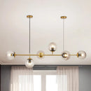 GobekUsa Modern Bubble Chandelier Lighting - 6-Light Smoke Gray Glass Shade for Kitchen Dining Room
