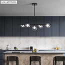 GobekUsa Modern Bubble Clear Glass Island Ceiling Light - 5/6 Lights Black/Gold Finish - Dining Room Pendant Fixture