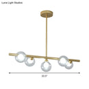GobekUsa Modern Bubble Clear Glass Island Ceiling Light - 5/6 Lights Black/Gold Finish - Dining Room Pendant Fixture