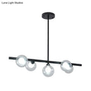 GobekUsa Modern Bubble Clear Glass Island Ceiling Light - 5/6 Lights Black/Gold Finish - Dining Room Pendant Fixture