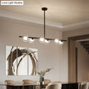 GobekUsa Modern Bubble Clear Glass Island Ceiling Light - 5/6 Lights Black/Gold Finish - Dining Room Pendant Fixture