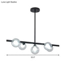 GobekUsa Modern Bubble Clear Glass Island Ceiling Light - 5/6 Lights Black/Gold Finish - Dining Room Pendant Fixture