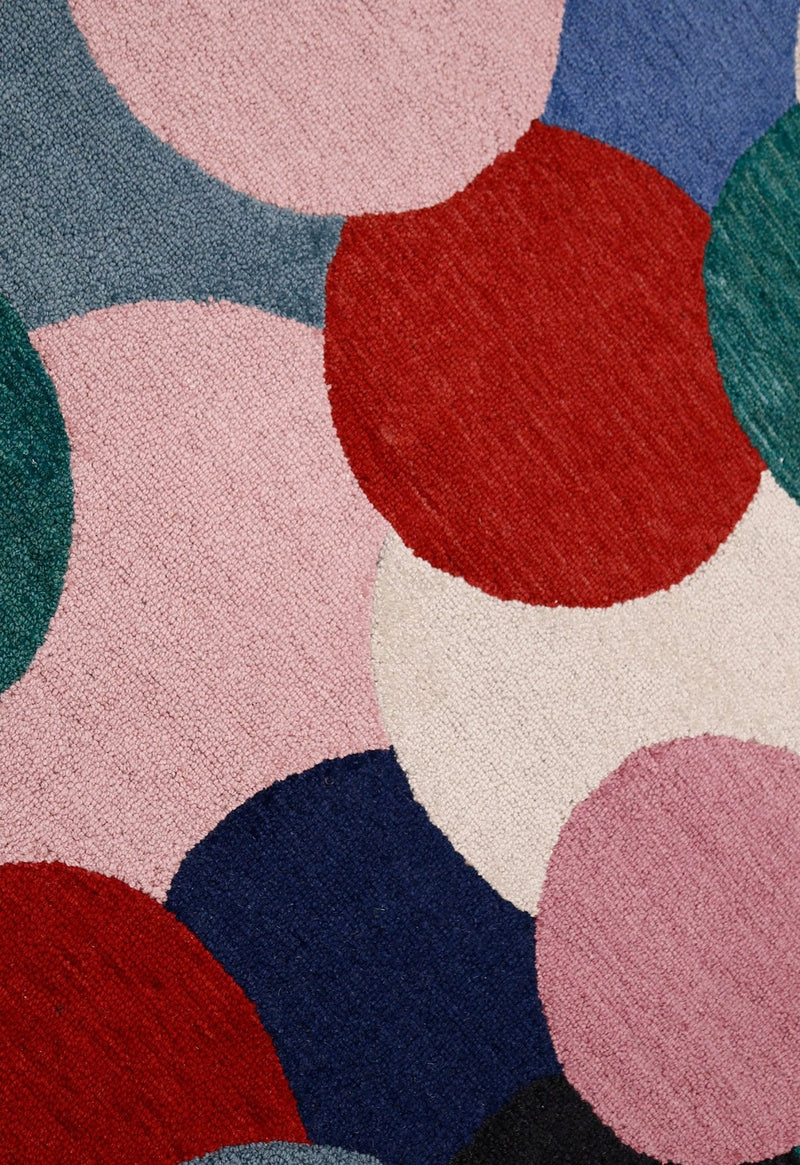 Wool Area Rug Multicolor Modern Bubbles Design - Hand Tufted 5x8, photo 7 of 8