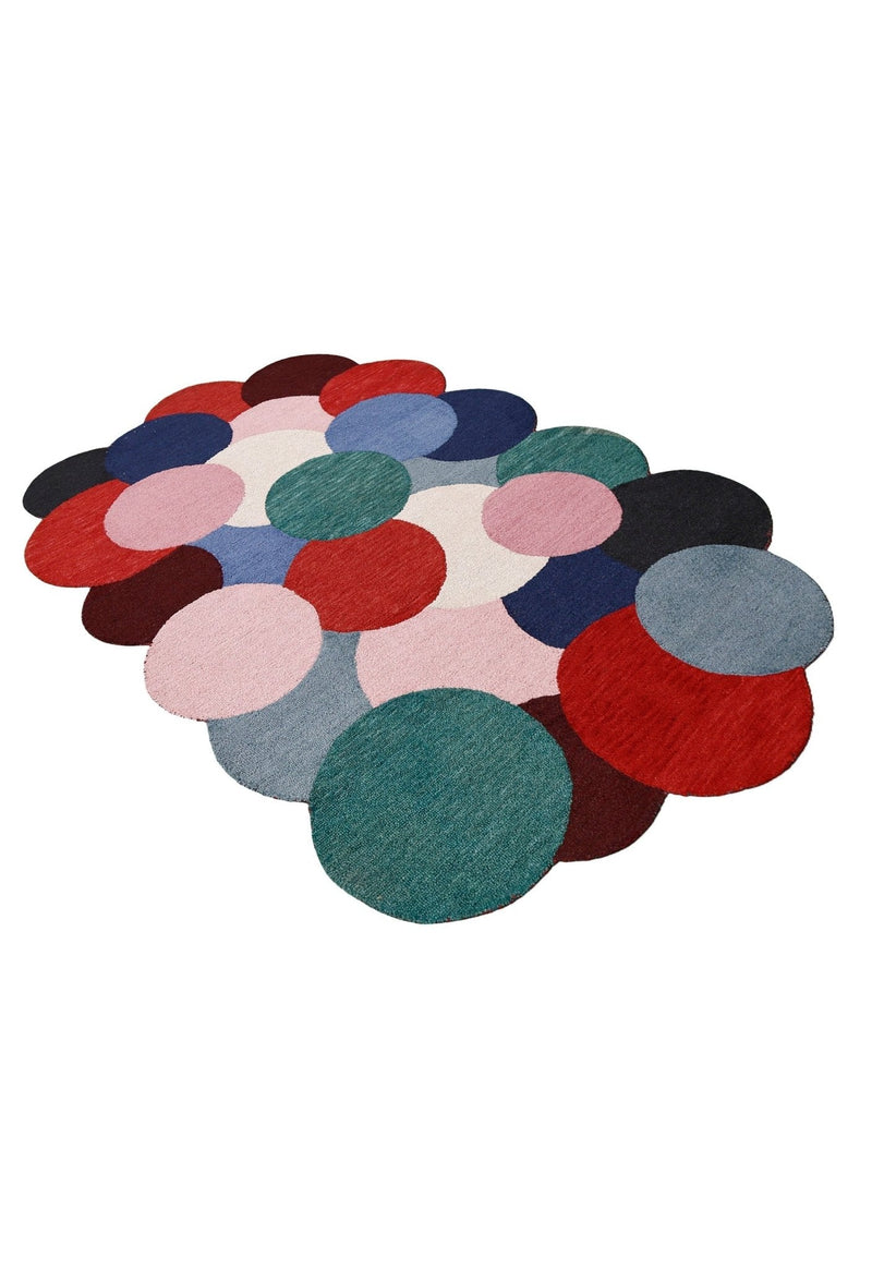 Wool Area Rug Multicolor Modern Bubbles Design - Hand Tufted 5x8, photo 8 of 8