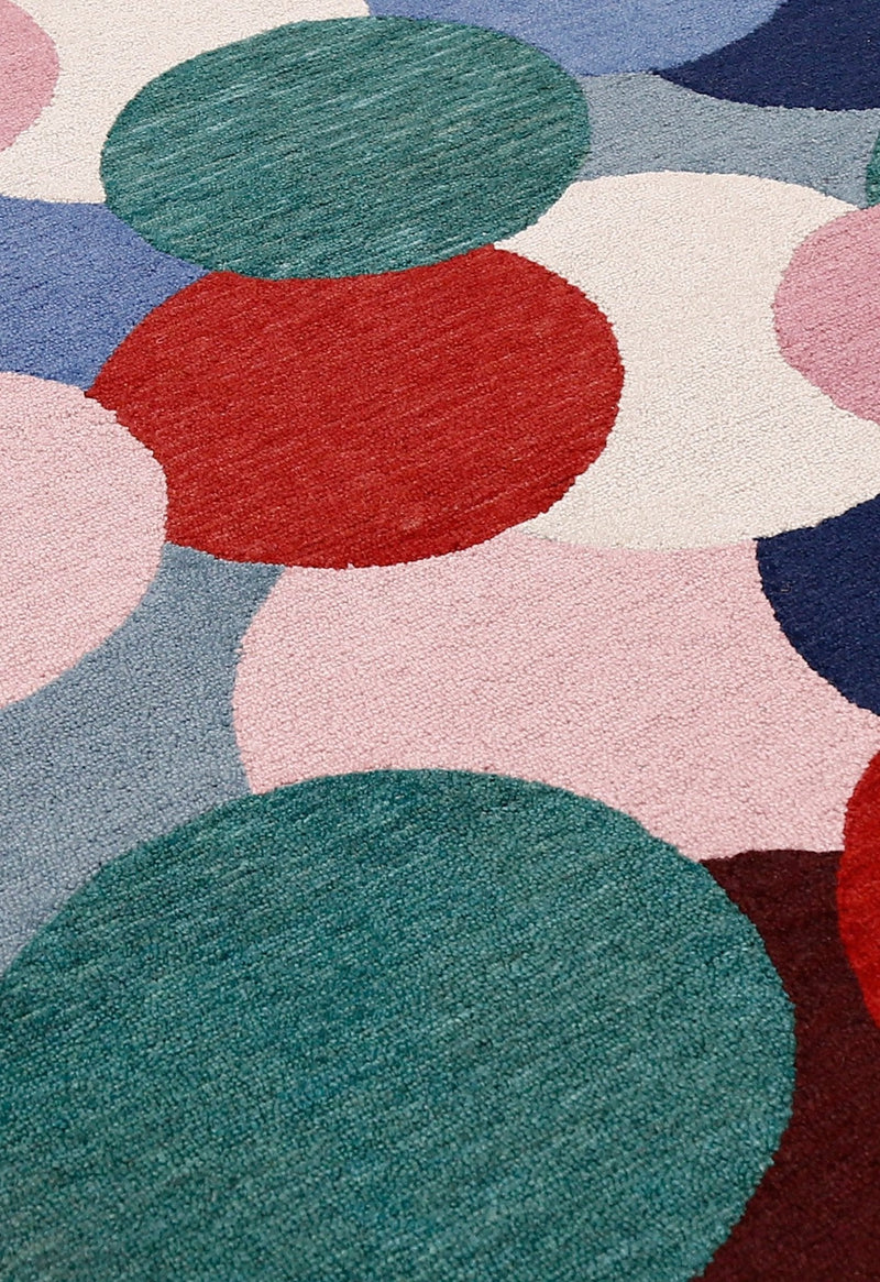 Wool Area Rug Multicolor Modern Bubbles Design - Hand Tufted 5x8, photo 6 of 8