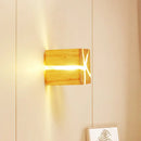 GobekUsa Contemporary Cube Wood LED Wall Light in BurlyWood - 1-Light Fixture