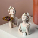 GobekUsa Butterfly Girl Resin Sculpture Vase Modern Home Decor Statues