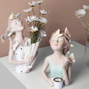 GobekUsa Butterfly Girl Resin Sculpture Vase Modern Home Decor Statues