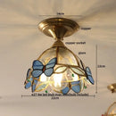 GobekUsa Butterfly Glass Tiffany LED Ceiling Light - Nordic Modern Copper Lamp