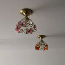 GobekUsa Butterfly Glass Tiffany LED Ceiling Light - Nordic Modern Copper Lamp