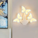 GobekUsa Contemporary LED Butterfly Wall Mounted Night Lamp - Modern 1/3 Lights Sconce, White Acrylic, White/Natural Light