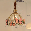 GobekUsa Butterfly Pink LED Pendant Lamp Walnut Wood Glass Nordic Modern Home Decor