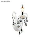 GobekUsa Modern Candelabra Wall Sconce Light with Teardrop Crystal Decoration - White Glass - 1/2 Heads - Living Room Fixture