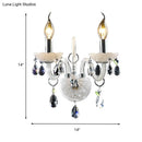 GobekUsa Modern Candelabra Wall Sconce Light with Teardrop Crystal Decoration - White Glass - 1/2 Heads - Living Room Fixture