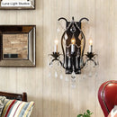 GobekUsa Modern Candelabra Wall Sconce with Crystal Drop - Black/Brass Finish, 3 Lights