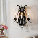 GobekUsa Modern Candelabra Wall Sconce with Crystal Drop - Black/Brass Finish, 3 Lights