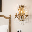 GobekUsa Modern Candelabra Wall Sconce with Crystal Drop - Black/Brass Finish, 3 Lights