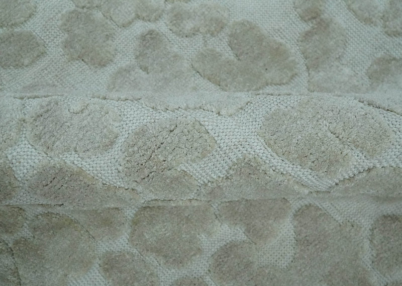 Modern Carved Texture Leopard Design Silver 10x14 Ecose Area Rug