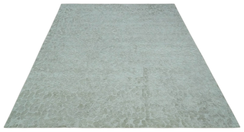 Modern Carved Texture Leopard Design Silver 10x14 Ecose Area Rug