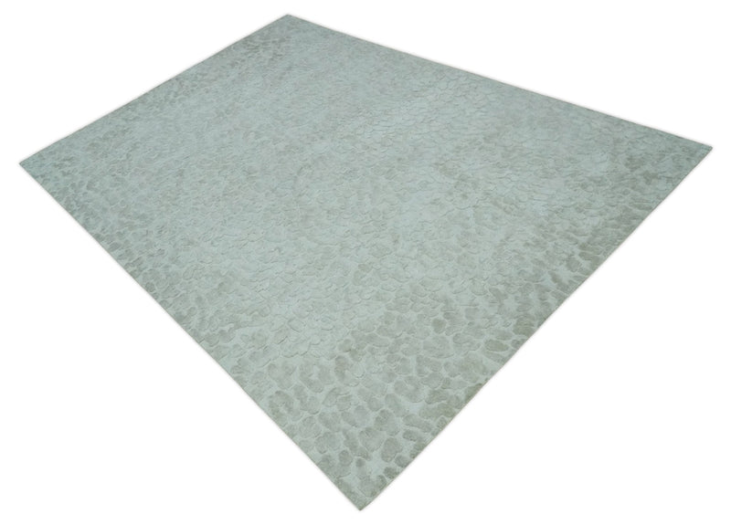 Modern Carved Texture Leopard Design Silver 10x14 Ecose Area Rug