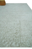 Modern Carved Texture Leopard Design Silver 10x14 Ecose Area Rug