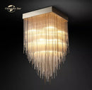 GobekUsa Cascada LED Glass Chandelier: Stylish Square Pendant Light for Home Decor