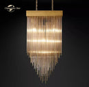 GobekUsa Cascada LED Glass Chandelier: Stylish Square Pendant Light for Home Decor