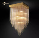 GobekUsa Cascada LED Glass Chandelier: Stylish Square Pendant Light for Home Decor