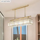 GobekUsa Sleek 4-Head Island Light: Champagne/Black Rectangle Suspension with Crystal Prisms