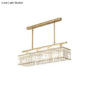 GobekUsa Sleek 4-Head Island Light: Champagne/Black Rectangle Suspension with Crystal Prisms