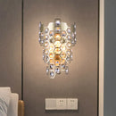 GobekUsa Champagne Hexagon-Crystal Wall Sconce with 3 Tapered Bulbs - Contemporary Flush Mount Light