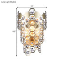 GobekUsa Champagne Hexagon-Crystal Wall Sconce with 3 Tapered Bulbs - Contemporary Flush Mount Light