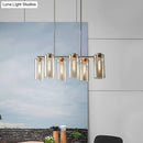 GobekUsa Modern Champagne Pendant Lighting Fixture with Cognac Glass Shades - 6 Bulbs Dining Room Island Light
