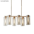 GobekUsa Modern Champagne Pendant Lighting Fixture with Cognac Glass Shades - 6 Bulbs Dining Room Island Light