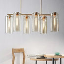 GobekUsa Modern Champagne Pendant Lighting Fixture with Cognac Glass Shades - 6 Bulbs Dining Room Island Light