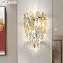 GobekUsa Modern Layered Wall Lighting – Clear and Champagne/Smoke Gray Crystal Wall Sconce Fixture, 2 Lights