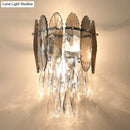 GobekUsa Modern Layered Wall Lighting – Clear and Champagne/Smoke Gray Crystal Wall Sconce Fixture, 2 Lights
