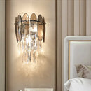 GobekUsa Modern Layered Wall Lighting – Clear and Champagne/Smoke Gray Crystal Wall Sconce Fixture, 2 Lights