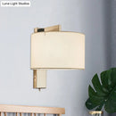 GobekUsa Modern Fabric LED Drum Wall Sconce for Bedside - White/Black