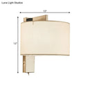 GobekUsa Modern Fabric LED Drum Wall Sconce for Bedside - White/Black