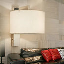 GobekUsa Modern Fabric LED Drum Wall Sconce for Bedside - White/Black