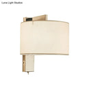GobekUsa Modern Fabric LED Drum Wall Sconce for Bedside - White/Black