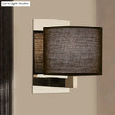 GobekUsa Modern Fabric LED Drum Wall Sconce for Bedside - White/Black