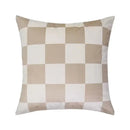 Modern checkered fluffy velvet cushion cover bedroom decor by Decorbites