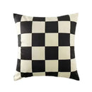 Modern checkered fluffy velvet cushion cover bedroom decor by Decorbites