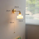 GobekUsa Green Glass LED Wall Light with Pull Chain Switch - Modern Nordic Design